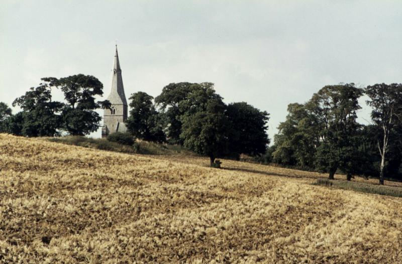 Church Field, castle mound & church
